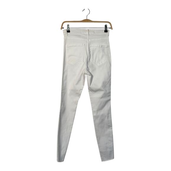 Zara Trafaluc White Skinny Jeans Side Stripe Raw Hem Size 6 / 28 - Picture 4 of 15